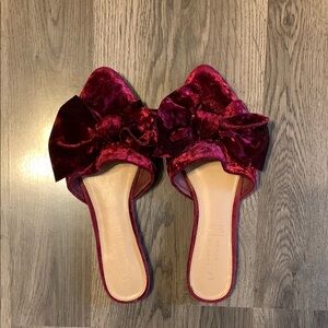 LC Lauren Conrad Red Velvet Bow Mules